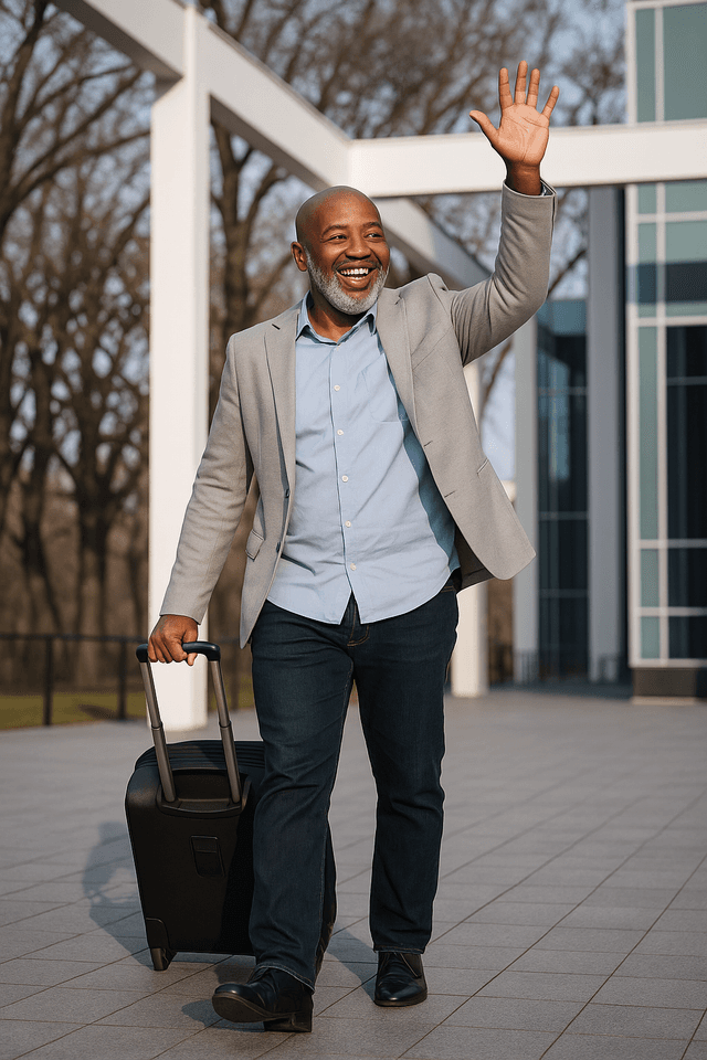Happy traveler